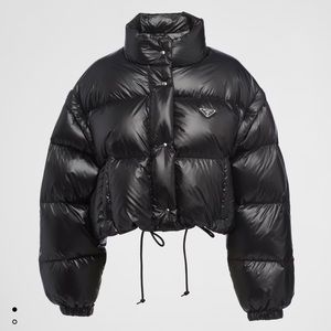 Prada Re-Nylon cropped convertible down jacket - Black